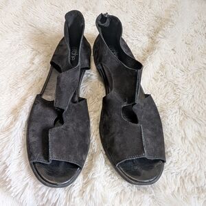Arche Black Leather Cut Out Sandals Zipper Back Size 43 / US Size 11